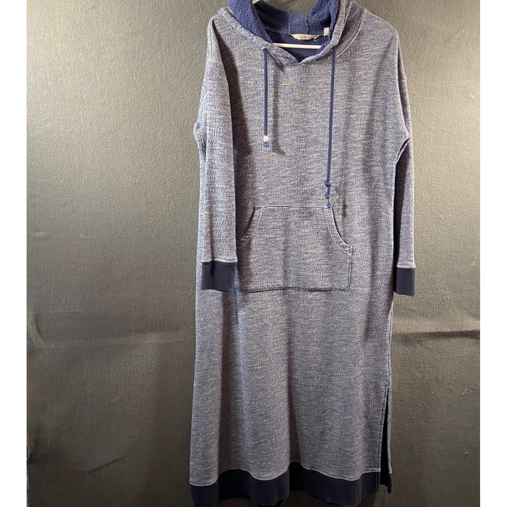 Soft Surroundings maxi Dress Hoodie large Blue Cotton Knit loungewear oversized
